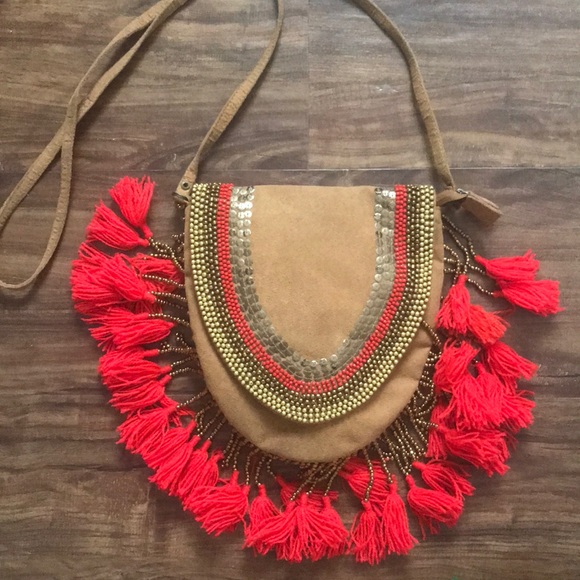Anthropologie Verona Clutch Crossbody Handbag Suede Calf Hair